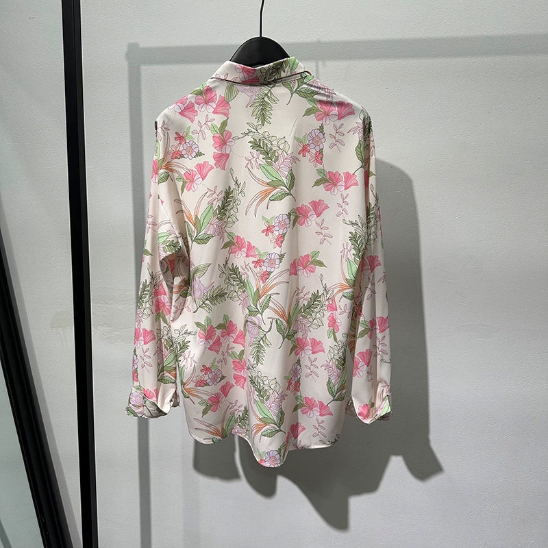 Retro Print Loose Non-iron Drape Shirt