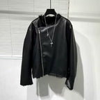 Winter Collarless Short Plush Faux Fur Jacket