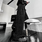 Rhinestone Floor-Mopping Straight-Leg Pants