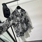 Retro Hollow Print Loose Casual Shirt