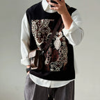 【Mask】Loose-fitting Patchwork Vest