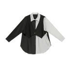 Fake Two Piece Long Sleeve Vest Shirt