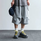 Middle Pleated Multi-pocket Cropped Sweatpants