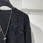 Irregular Hole Raw Edge Loose Sweater