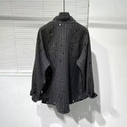 Vintage Striped Grey Sequined Ripped Shirt