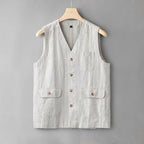 V Neck Linen Casual Vest