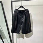 Loose Straight Wide-leg PU Leather Shorts