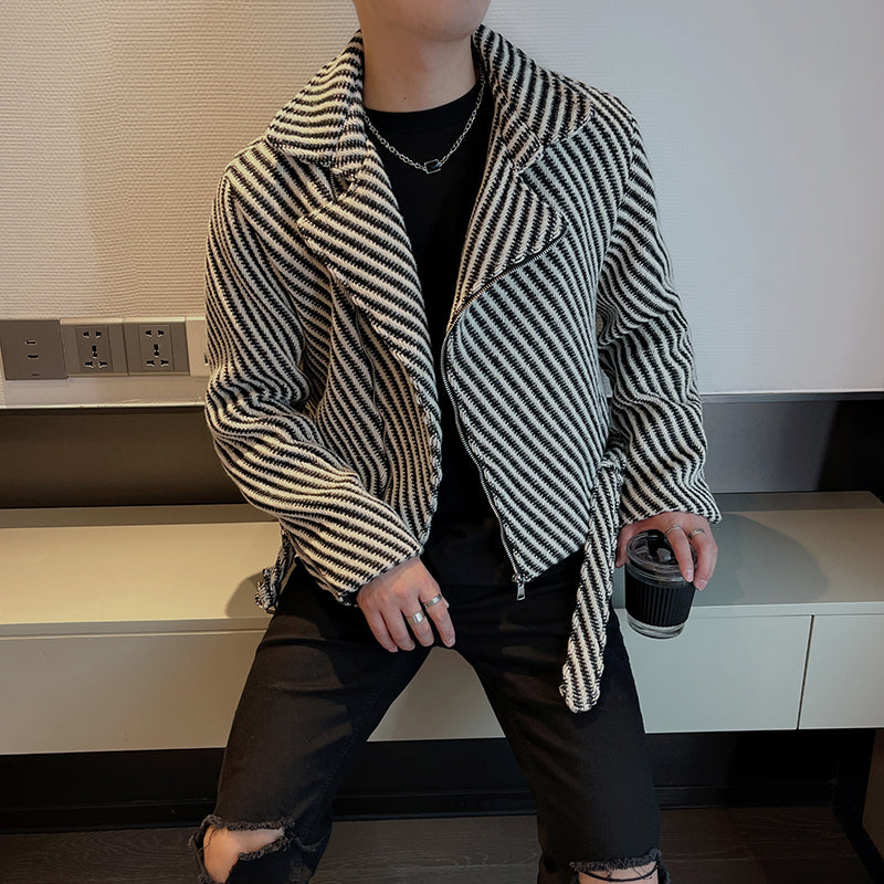 Striped Padded Cropped Jacket