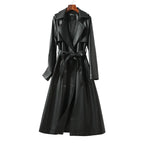 Winter Mid-length Leather Trench Coat