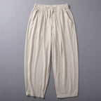 Linen Wide-leg Thin Elastic Waist Trousers