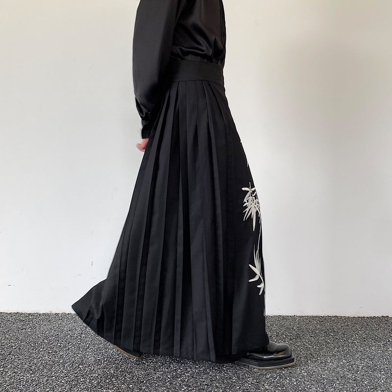 Vintage Embroidered Pleated Skirt Hakama