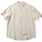 Vintage Stand Collar Loose Shirt