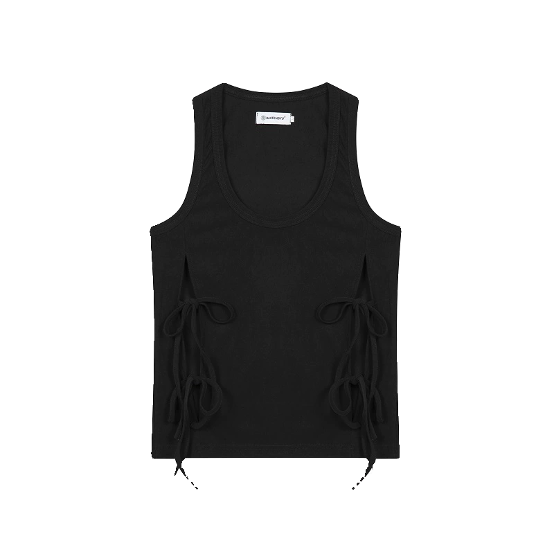 Slit Lace-up Knitted Stretch Vest
