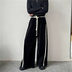 Vintage Mercerized Velvet Drawstring Thickened Wide Leg Pants