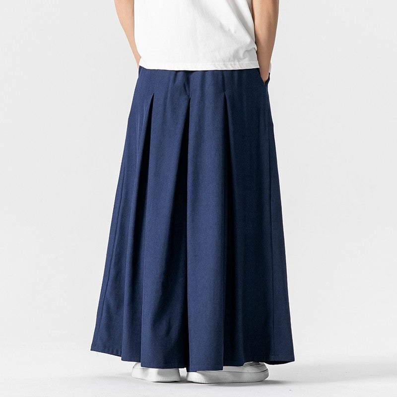 Retro Loose Wide-leg Pleated Skirt Pants