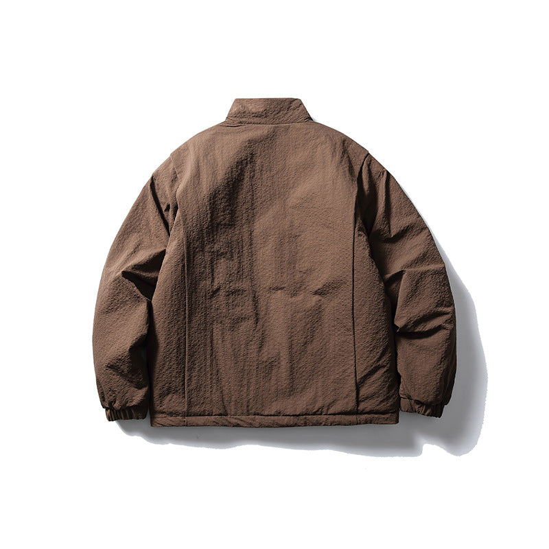 Japanese Solid Color Warm Stand Collar Cotton Coat