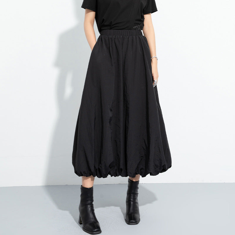 High Waist Loose Mid-length A-line Skirt