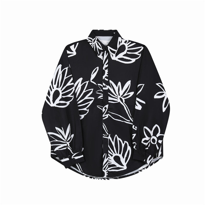 Printed Long Sleeve Loose Shirt