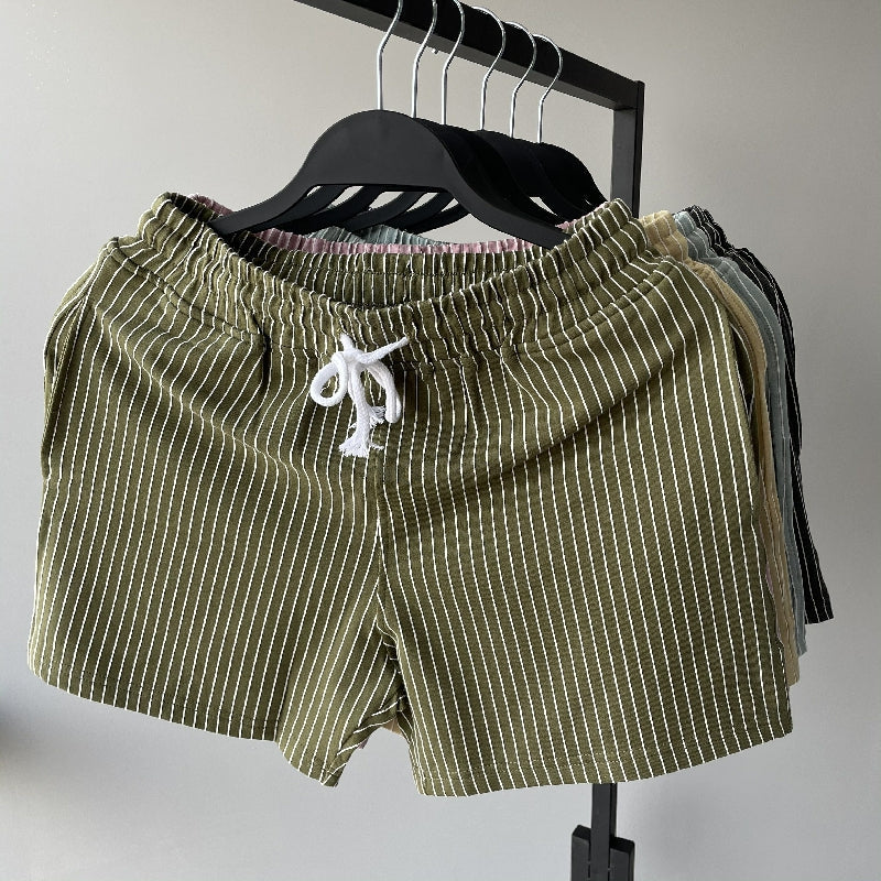 Cotton Striped 3-quarter Casual Shorts