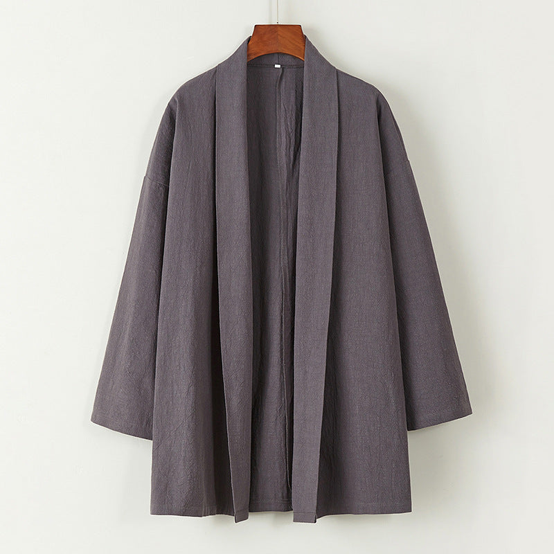 Loose cardigan cotton and linen Coat