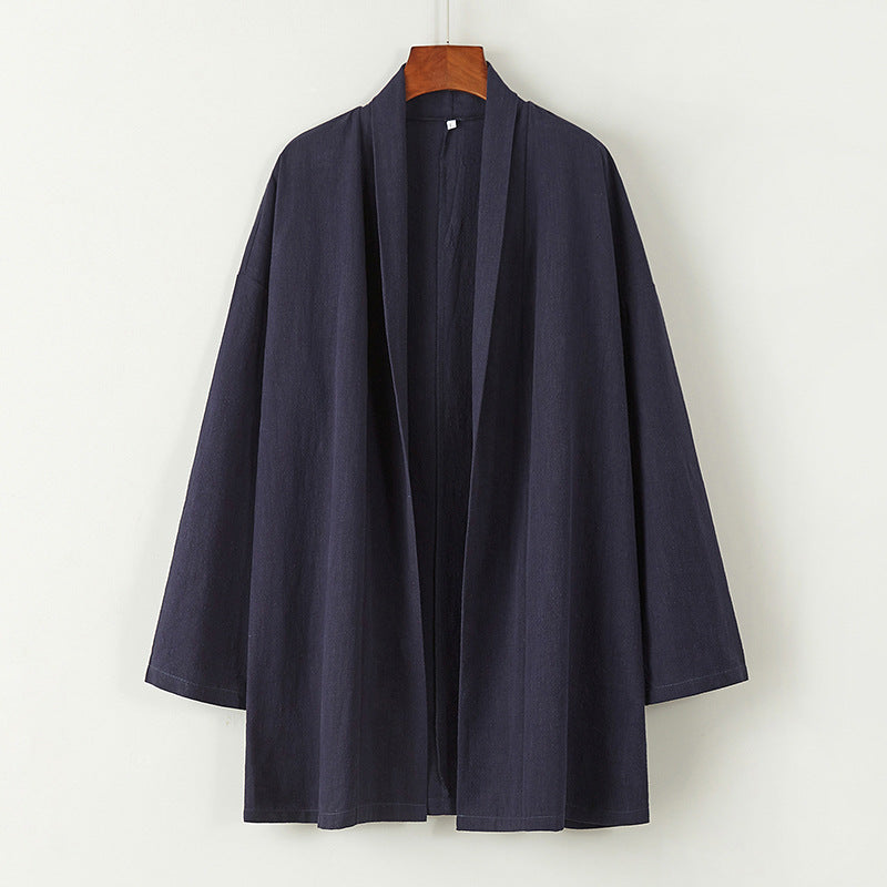 Loose cardigan cotton and linen Coat