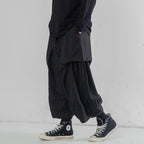 Functional Nine-point Pleated Wide-leg Pants