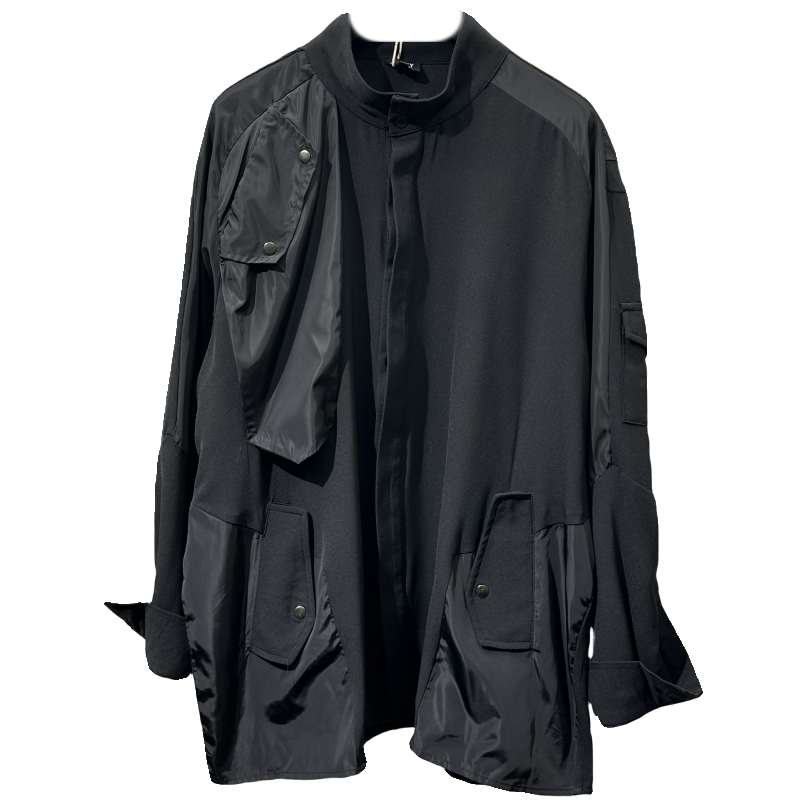 Loose Multi-pocket  Stand Collar Shirt