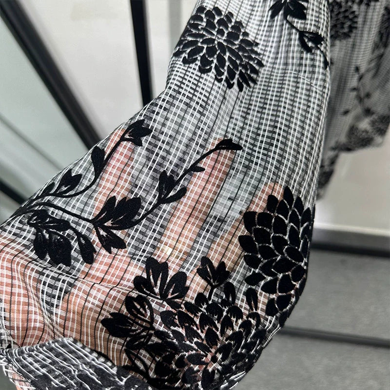 Retro Hollow Print Loose Casual Shirt