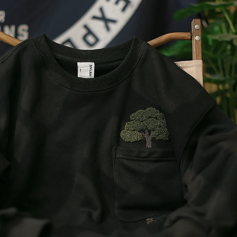 Round Neck Loose Embroidered Sweatshirt