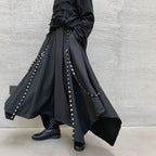 Webbing Irregular Oversized Wide-leg Culottes Hakama Pants