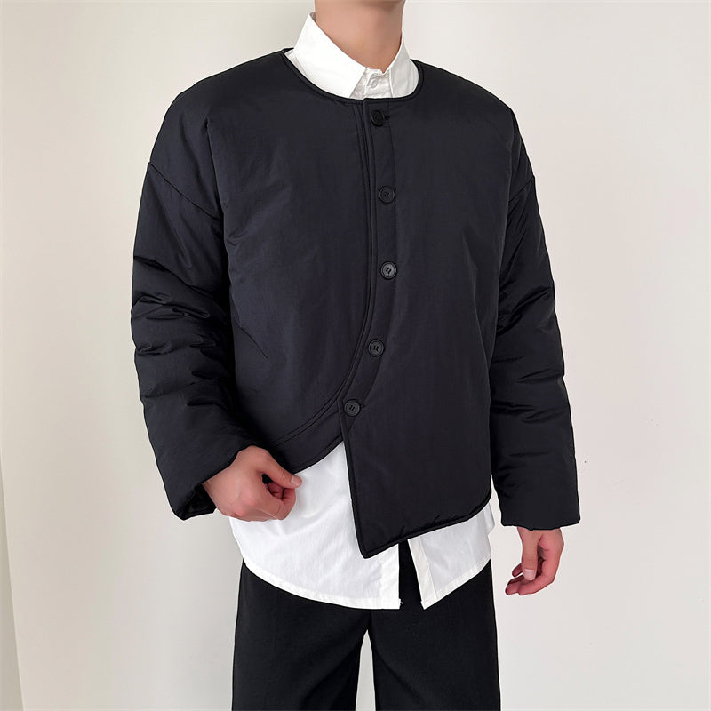 Retro Irregular Placket Scarf Cotton Jacket
