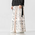 Calligraphy Print Culottes Hakama Pants