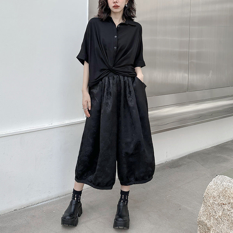 Jacquard Casual Wide-leg Pants