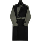 Retro Contrast Patchwork Lapel Long Trench Coat