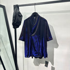 V-neck Ice Silk Loose Casual Shiny T-shirt