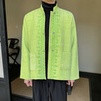 Metal Button Embroidered Woven Jacket