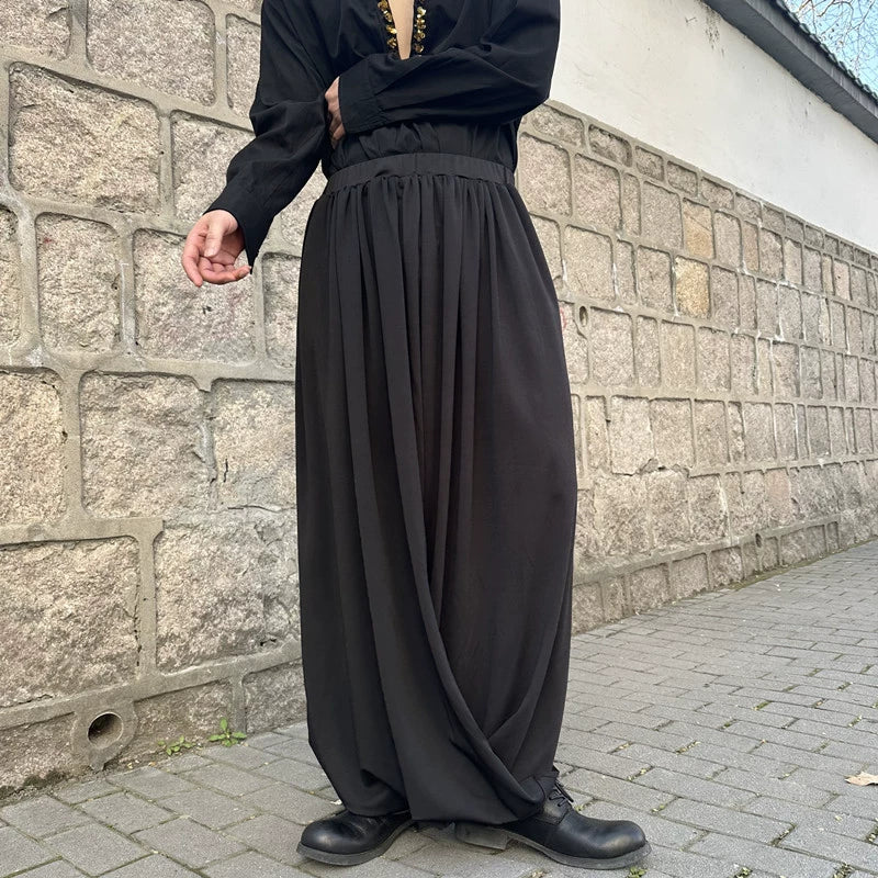 Irregular Wide-leg Multi-layered Pleated Harem Pants