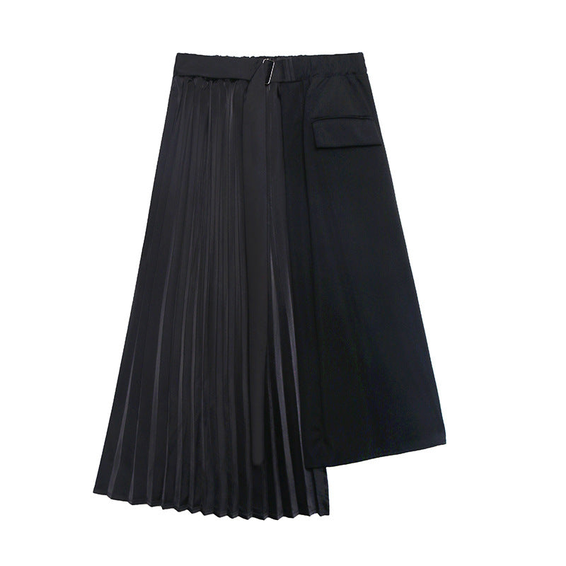 Japanese Casual Two-piece Irregular Short-sleeved Pleated Skirt