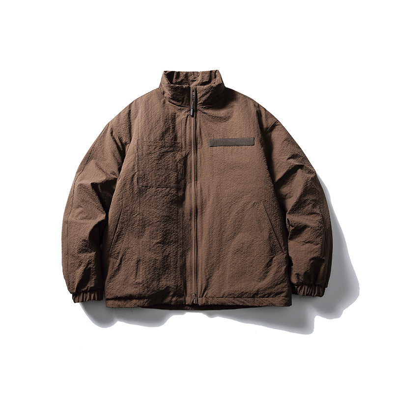 Japanese Solid Color Warm Stand Collar Cotton Coat