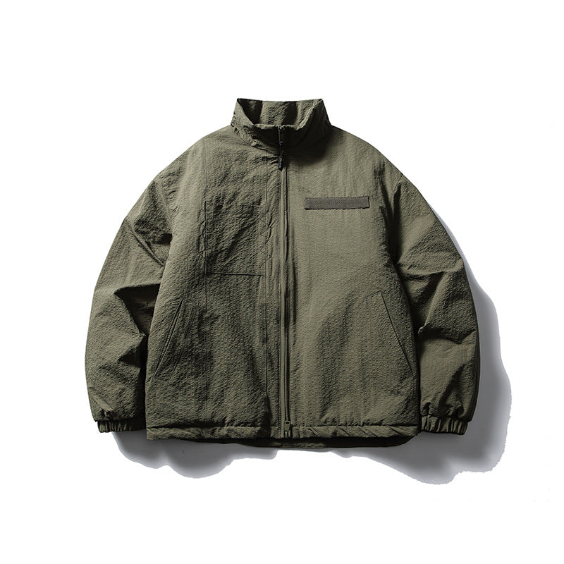 Japanese Solid Color Warm Stand Collar Cotton Coat