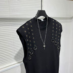 Metallic Embellished Loose Vest