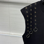 Metallic Embellished Loose Vest