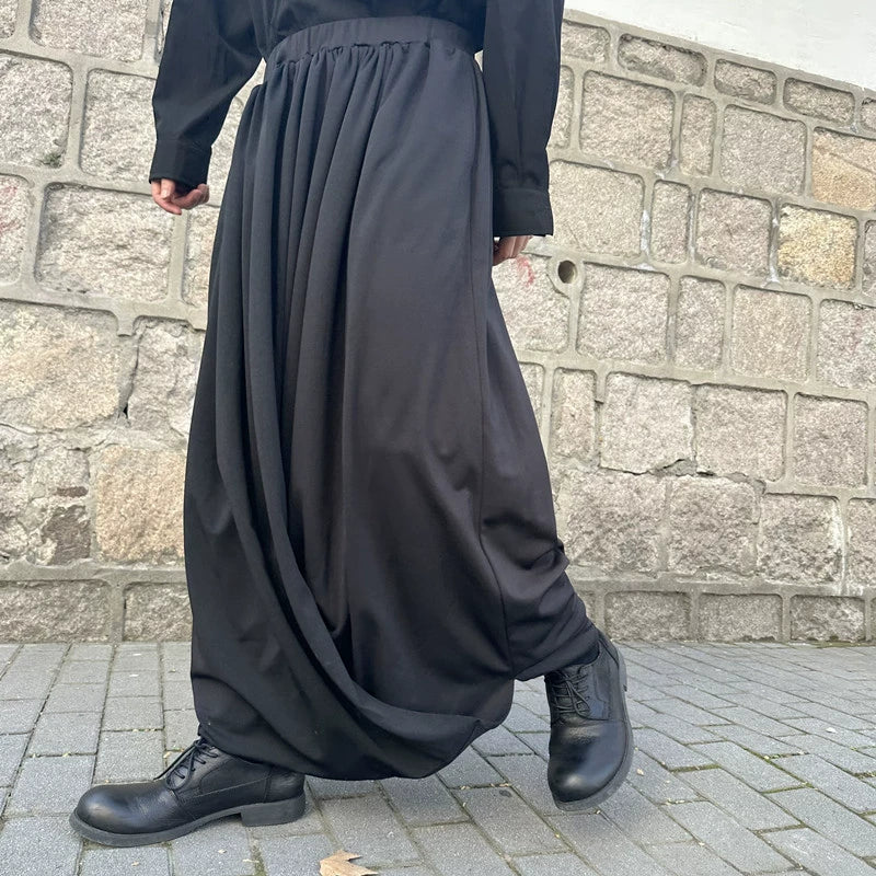 Irregular Wide-leg Multi-layered Pleated Harem Pants