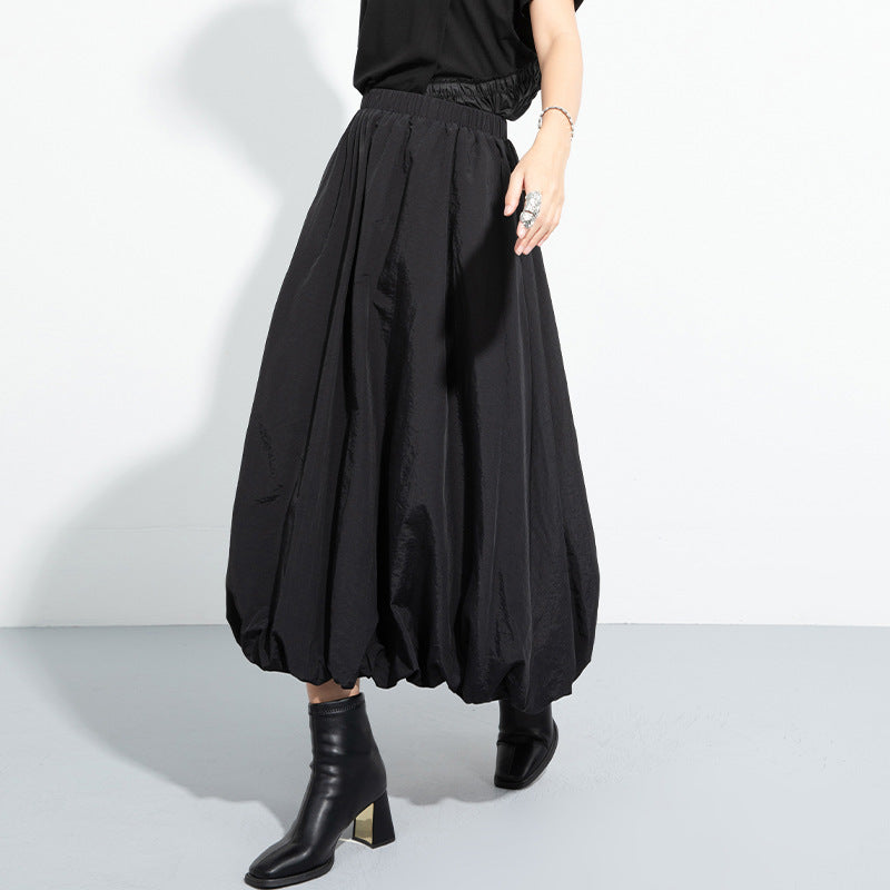High Waist Loose Mid-length A-line Skirt