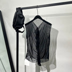 Mesh Hollow V-neck Sleeveless Vest