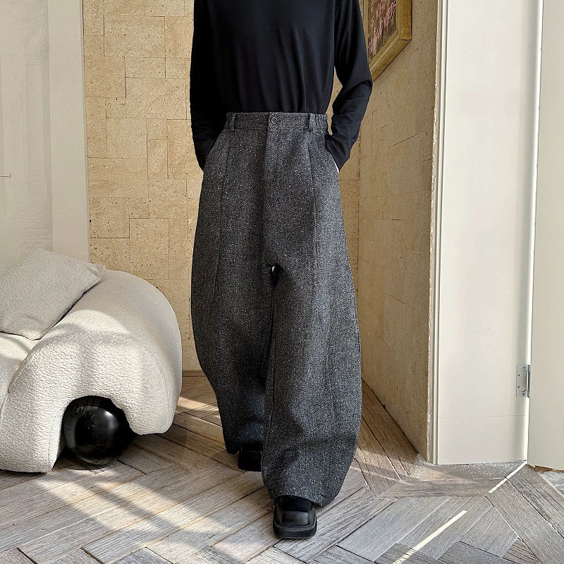 Woolen High Waist Loose Wide Leg Pants