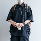 Japanese Functional Large Pocket Shirt Casual Loose Overalls Two-piece Set