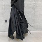 Webbing Irregular Oversized Wide-leg Culottes Hakama Pants