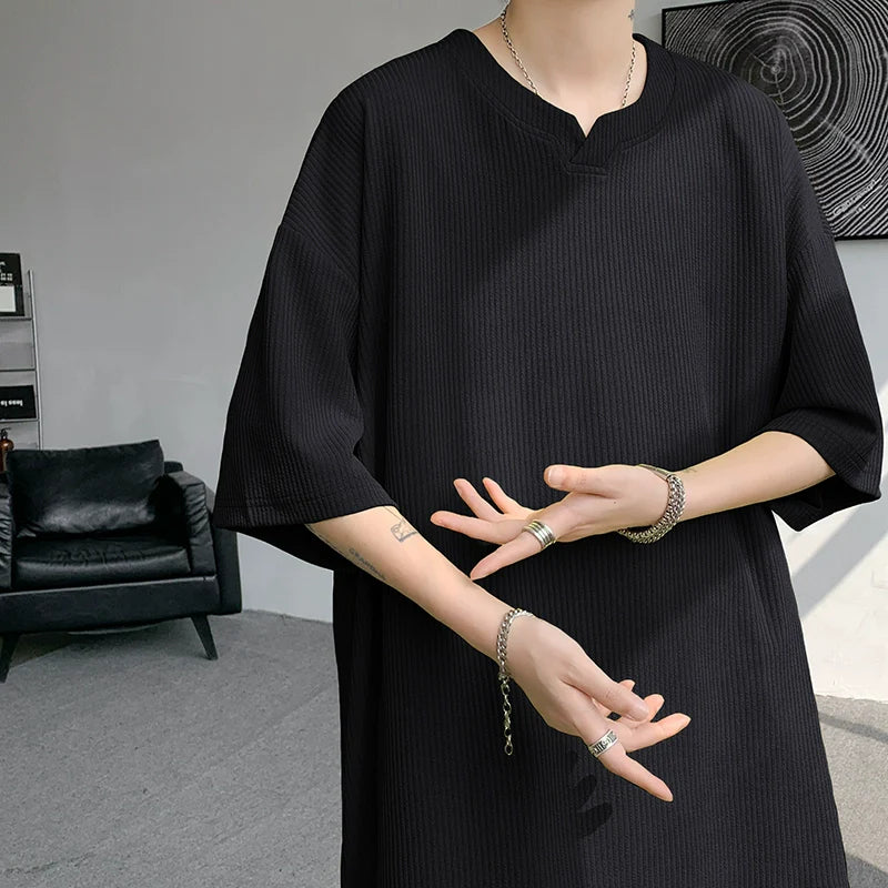 V-neck Ice Silk Loose Short-sleeved T-shirt