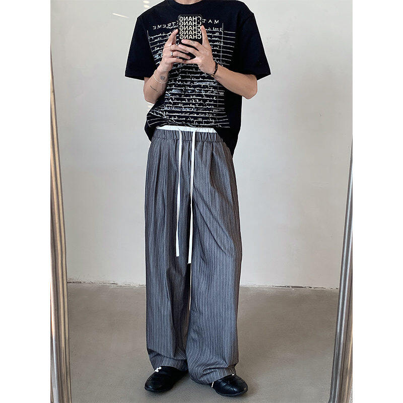 Retro High Waist Drape Striped Casual Pants